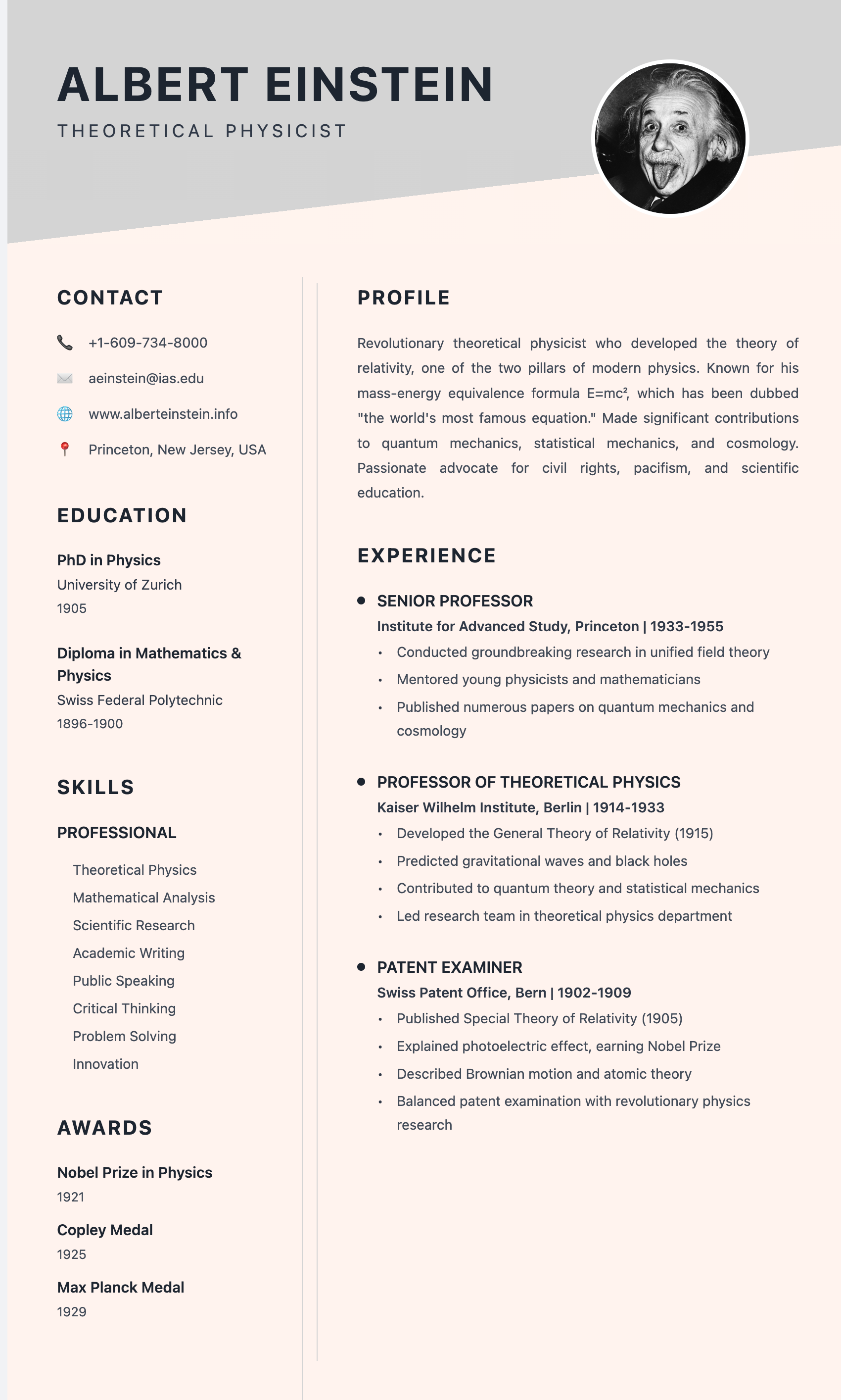 Preview of the Modern Beige Two-Column resume template: warm tones and structured sections